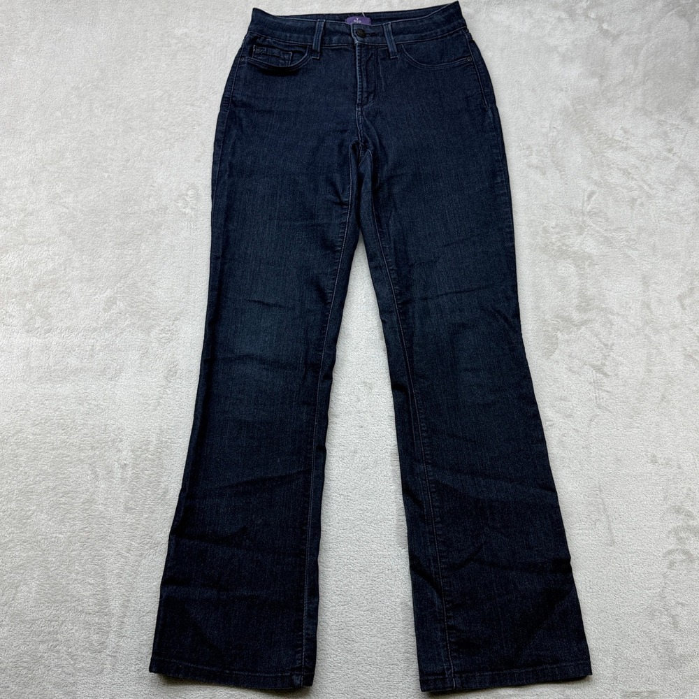 NYDJ Bootcut Jeans Women 2 Dark Wash Blue Indigo Lift Tuck Embroidered‎ Denim